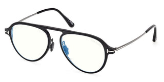 Tom Ford FT5972-B BLUE BLOCK unisex Black Pilot Eyeglasses