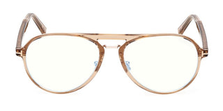Tom Ford Ft5981-b Blue Block Unisex Brown Pilot Eyeglasses