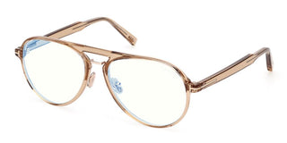 Tom Ford Ft5981-b Blue Block Unisex Brown Pilot Eyeglasses