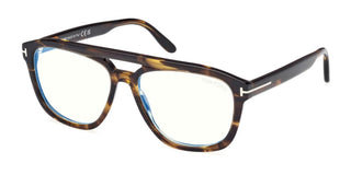 Tom Ford Ft6024-b Blue Block Unisex Havana Pilot Eyeglasses
