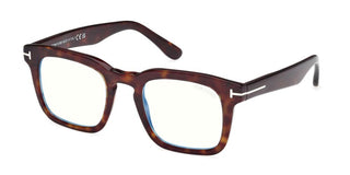 Tom Ford Ft6025-b Blue Block Unisex Havana Squared Eyeglasses