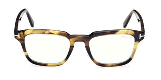 Tom Ford Ft6032-b Blue Block Unisex Havana Squared Eyeglasses