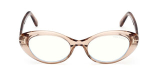 Tom Ford Ft6092-b Blue Block Women Brown Cat Eye Eyeglasses