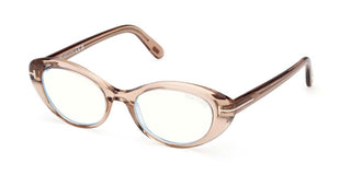 Tom Ford Ft6092-b Blue Block Women Brown Cat Eye Eyeglasses