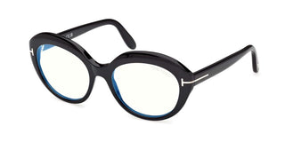 Tom Ford Ft6095-b Blue Block Women Black Oval Eyeglasses