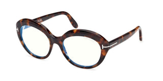Tom Ford Ft6095-b Blue Block Women Havana Oval Eyeglasses