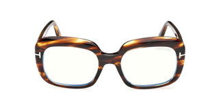 Tom Ford Ft6096-b Blue Block Women Havana Rectangle Eyeglasses