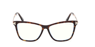 Tom Ford Ft6097-b Blue Block Unisex Havana Butterfly Eyeglasses