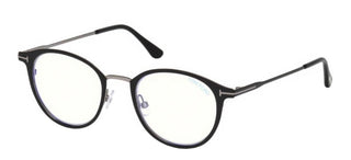 Tom Ford FT 5528-B BLUE BLOCK unisex Black Round Eyeglasses