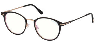 Tom Ford FT 5528-B BLUE BLOCK unisex Black Round Eyeglasses