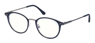 Tom Ford FT 5528-B BLUE BLOCK unisex Blue Round Eyeglasses