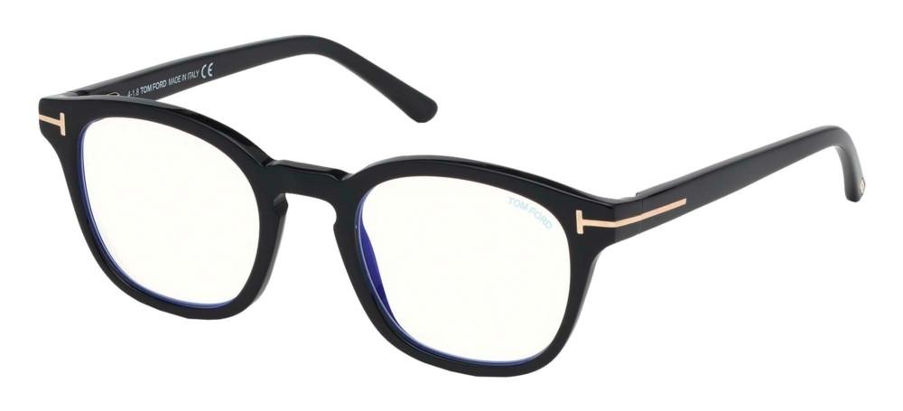Tom Ford FT 5532-B BLUE BLOCK unisex Black Geometric Eyeglasses