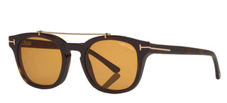 Tom Ford Ft 5532-b Blue Block Unisex Havana Geometric Eyeglasses
