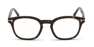 Tom Ford Ft 5532-b Blue Block Unisex Havana Geometric Eyeglasses