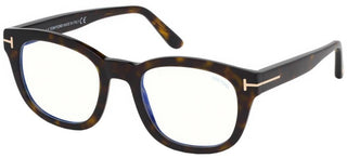 Tom Ford FT 5542-B BLUE BLOCK men Havana Squared Eyeglasses