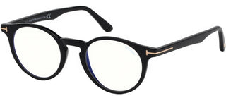 Tom Ford FT 5557-B BLUE BLOCK unisex Black Round Eyeglasses