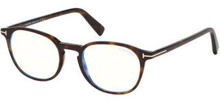 Tom Ford FT 5583-B BLUE BLOCK unisex Havana Geometric Eyeglasses
