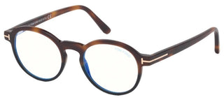 Tom Ford FT 5606-B BLUE BLOCK unisex Havana Round Eyeglasses