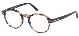 Tom Ford FT 5606-B BLUE BLOCK unisex Havana Round Eyeglasses