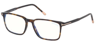 Tom Ford FT 5607-B BLUE BLOCK unisex Havana Geometric Eyeglasses