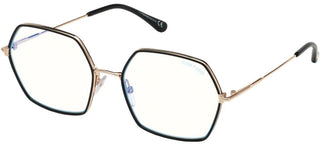 Tom Ford Ft 5615-b Blue Look Women Black Geometric Eyeglasses