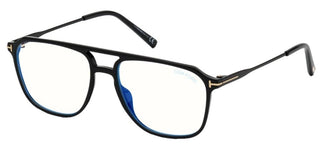 Tom Ford FT 5665-B BLUE BLOCK men Black Geometric Eyeglasses