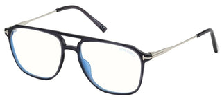 Tom Ford FT 5665-B BLUE BLOCK men Grey Geometric Eyeglasses