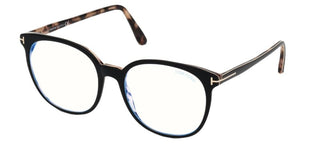 Tom Ford FT 5671-B BLUE BLOCK unisex Black Geometric Eyeglasses