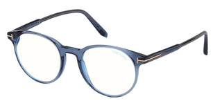 Tom Ford FT 5695-B BLUE BLOCK men Blue Round Eyeglasses