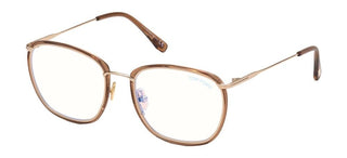 Tom Ford FT 5702-B BLUE BLOCK women Brown Geometric Eyeglasses