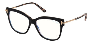 Tom Ford FT 5704-B BLUE BLOCK women Black Cat Eye Eyeglasses