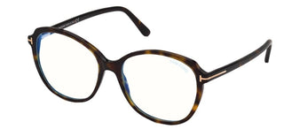 Tom Ford FT 5708-B BLUE BLOCK women Havana Butterfly Eyeglasses
