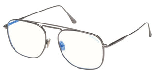 Tom Ford FT 5731-B BLUE BLOCK men Ruthenium Pilot Eyeglasses