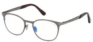 Tom Ford FT 5732-B BLUE BLOCK men Ruthenium Round Eyeglasses