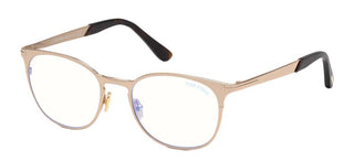 Tom Ford FT 5732-B BLUE BLOCK men Rose gold Round Eyeglasses