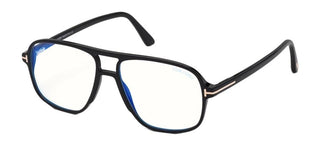 Tom Ford FT 5737-B BLUE BLOCK men Black Pilot Eyeglasses