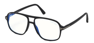 Tom Ford FT 5737-B BLUE BLOCK men Black Pilot Eyeglasses