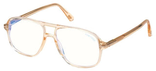 Tom Ford FT 5737-B BLUE BLOCK men Brown Pilot Eyeglasses