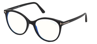 Tom Ford FT 5742-B BLUE BLOCK women Black Round Eyeglasses