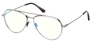 Tom Ford FT 5800-B BLUE BLOCK unisex Ruthenium Pilot Eyeglasses
