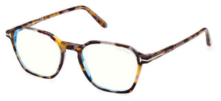 Tom Ford FT 5804-B BLUE BLOCK men Havana Geometric Eyeglasses