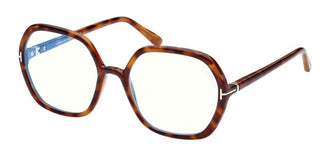 Tom Ford FT 5814-B BLUE BLOCK women Havana Geometric Eyeglasses