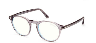 Tom Ford FT 5833-B BLUE BLOCK men Grey Round Eyeglasses
