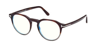 Tom Ford FT 5833-B BLUE BLOCK men Brown Round Eyeglasses