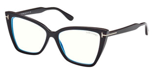 Tom Ford FT 5844-B BLUE BLOCK women Black Cat Eye Eyeglasses