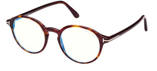 Tom Ford FT 5867-B BLUE BLOCK unisex Havana Round Eyeglasses