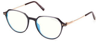 Tom Ford FT 5875-B BLUE BLOCK men Grey Geometric Eyeglasses