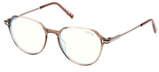 Tom Ford FT 5875-B BLUE BLOCK men Brown Geometric Eyeglasses