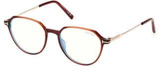 Tom Ford FT 5875-B BLUE BLOCK men Brown Geometric Eyeglasses
