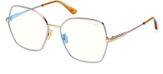 Tom Ford FT 5876-B BLUE BLOCK women Ruthenium Butterfly Eyeglasses